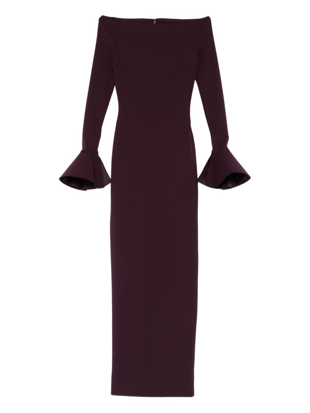 Solace London Off-Shoulder Long-Sleeve Maxi Dress Purple