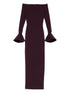 Solace London Off-Shoulder Long-Sleeve Maxi Dress Purple