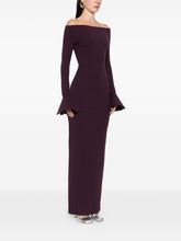 Solace London Off-Shoulder Long-Sleeve Maxi Dress Purple
