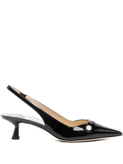 Jimmy Choo With Heel Patent Leather Slingback Pumps Black