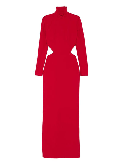 Solace London Wilma Red Mock-Neck Cut-Out Maxi Dress Red