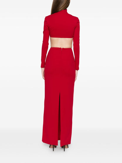 Solace London Wilma Red Mock-Neck Cut-Out Maxi Dress Red