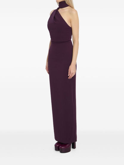 Solace London Demi Maxi Zip-Detail Slit Dress Purple