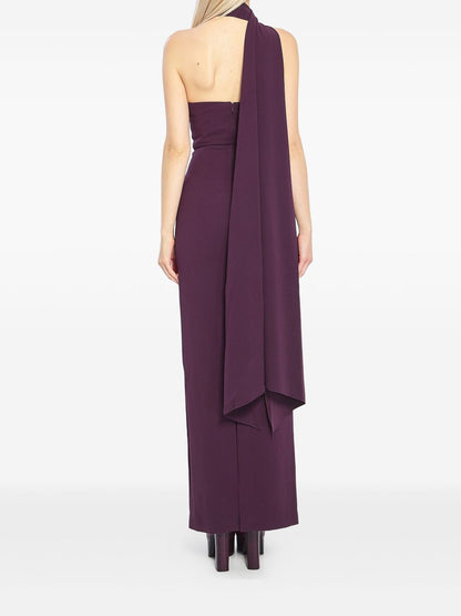 Solace London Demi Maxi Zip-Detail Slit Dress Purple