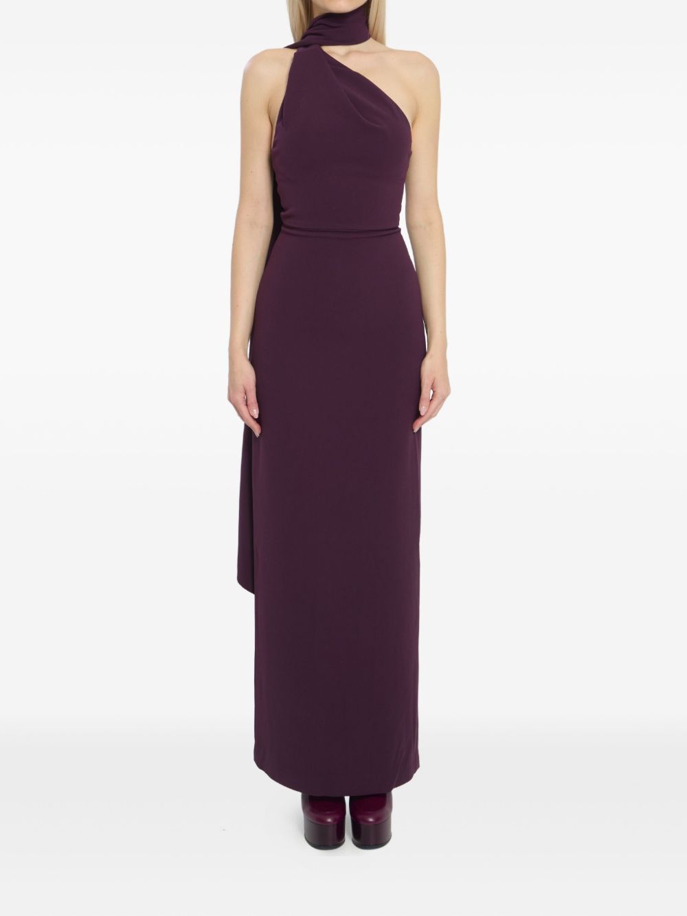 Solace London Demi Maxi Zip-Detail Slit Dress Purple