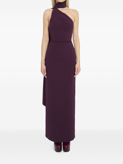 Solace London Demi Maxi Zip-Detail Slit Dress Purple