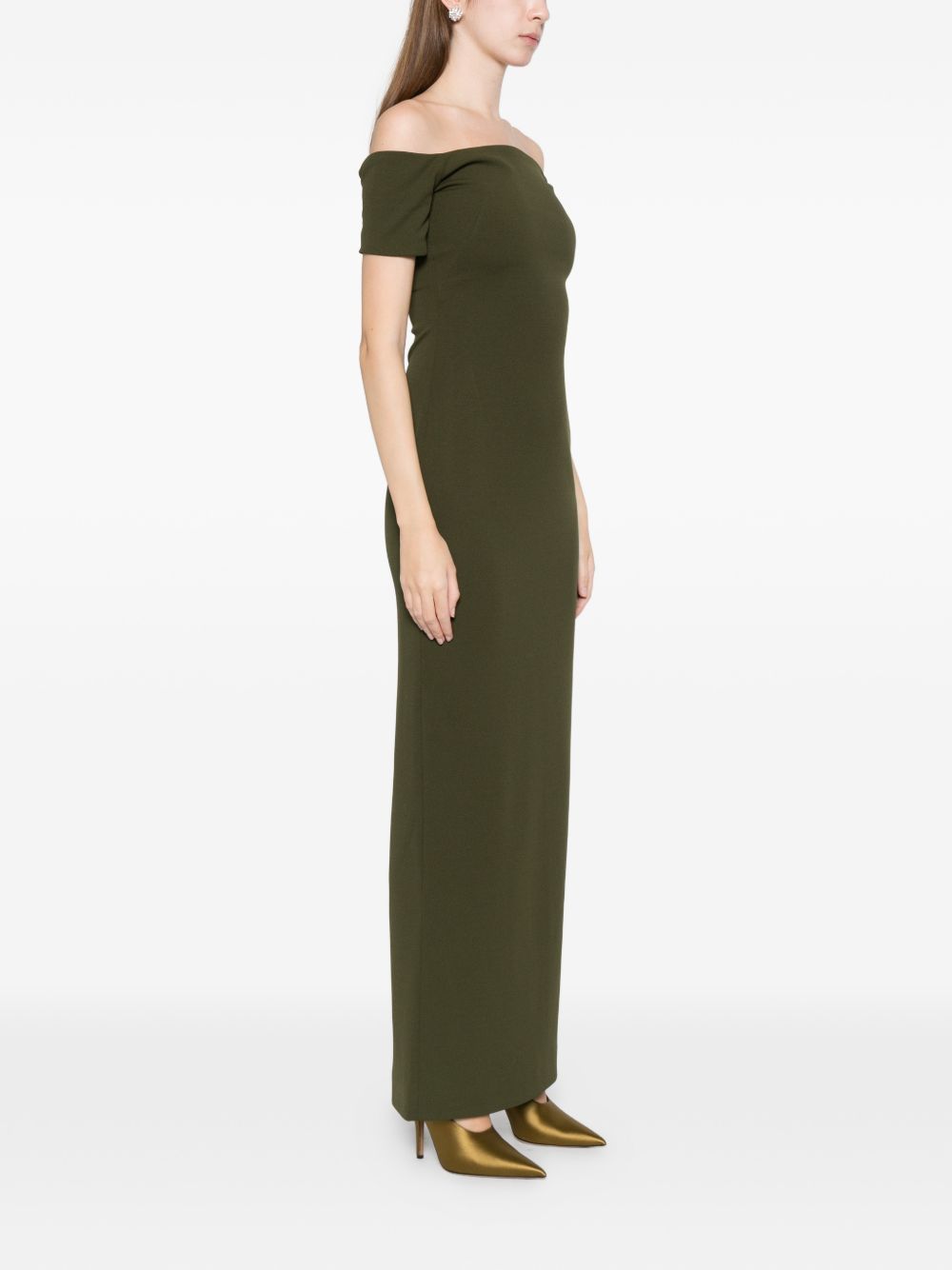 Solace London Off-Shoulder Nile Maxi Dress in Green