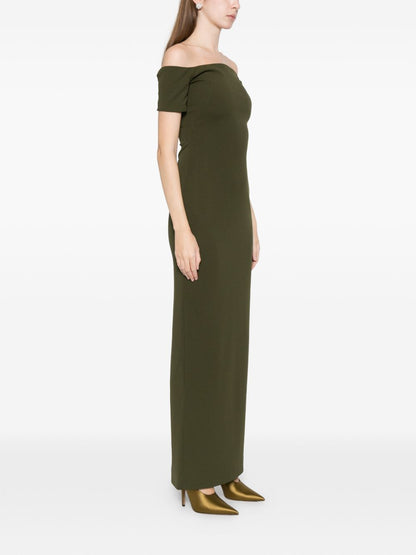 Solace London Off-Shoulder Nile Maxi Dress in Green
