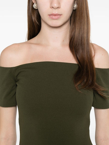 Solace London Off-Shoulder Nile Maxi Dress in Green