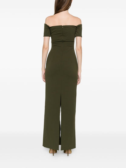 Solace London Off-Shoulder Nile Maxi Dress in Green