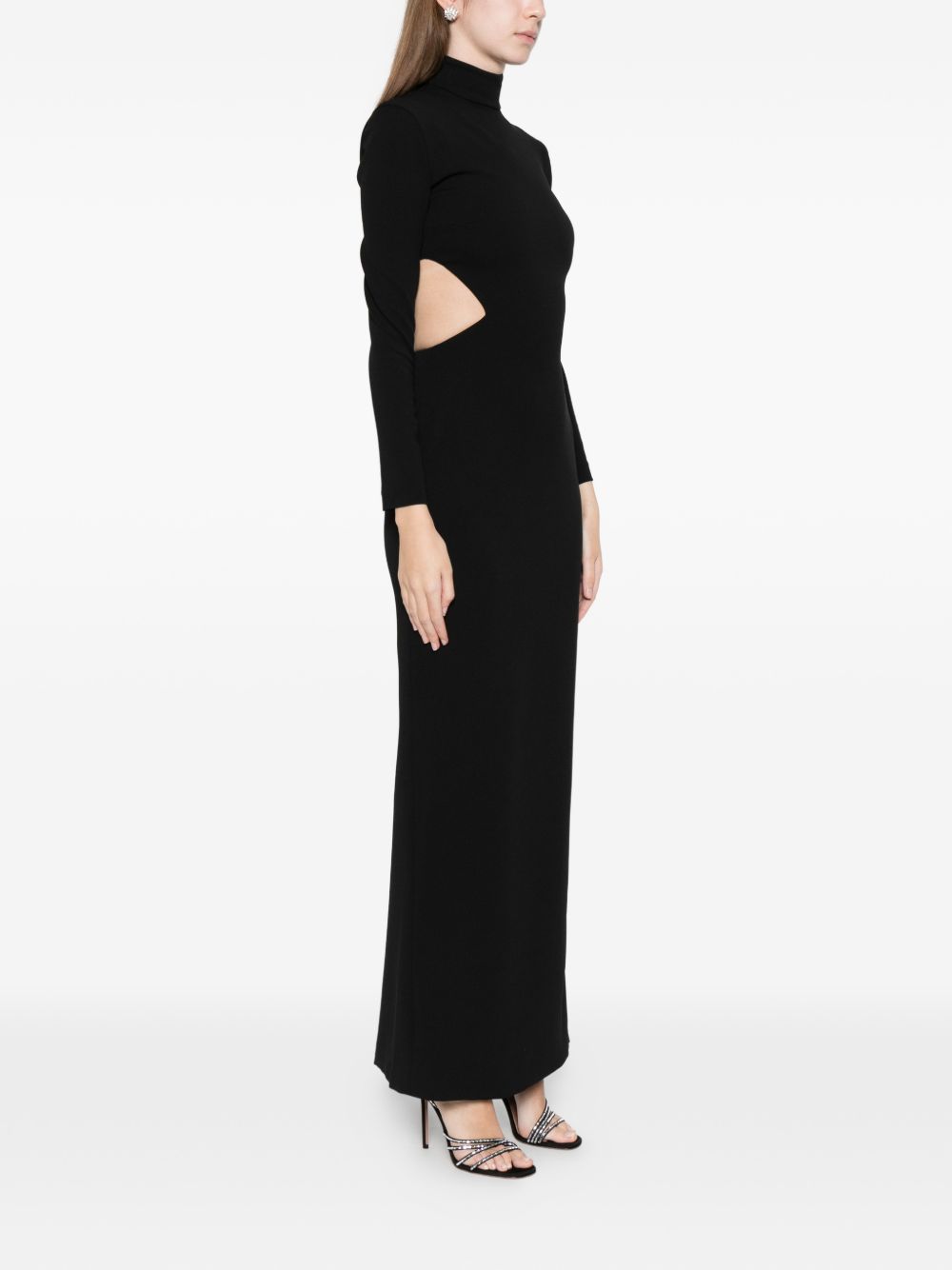 Solace London Wilma Black Mock-Neck Cutout Maxi Dress Black