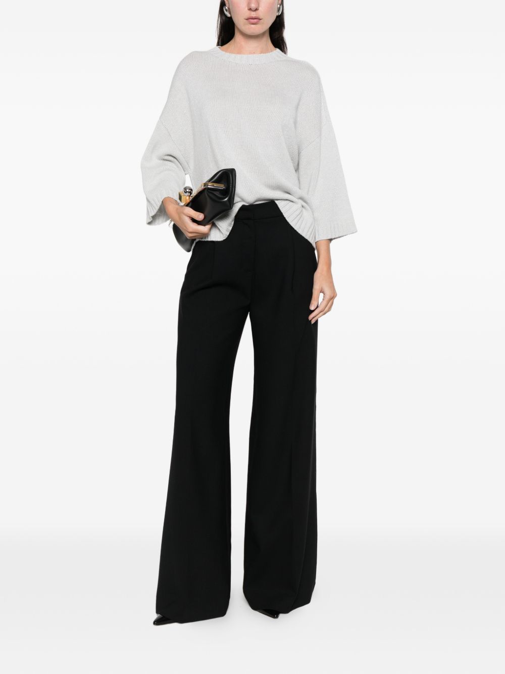 Fabiana Filippi Crew Neck Clear Blue Wool Blend Sweater Clear Blue