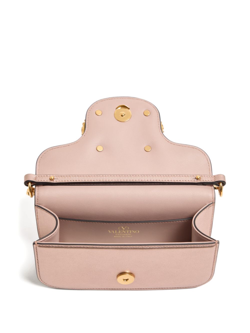Valentino Garavani Locò Small Laminated Leather Shoulder Bag Pink