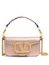 Valentino Garavani Locò Small Laminated Leather Shoulder Bag Pink
