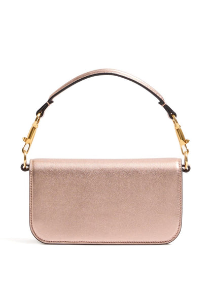 Valentino Garavani Locò Small Laminated Leather Shoulder Bag Pink