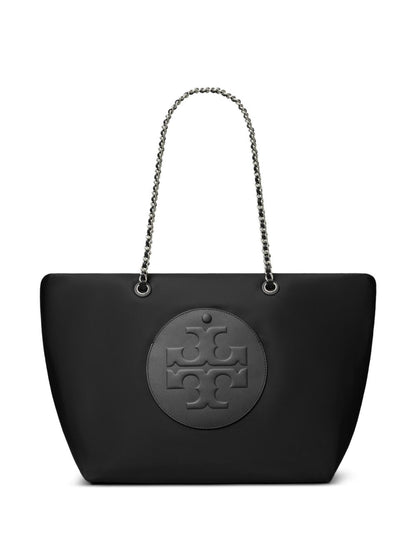 Tory Burch Ella Chain Nylon Shopper Tote Bag Black
