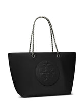 Tory Burch Ella Chain Nylon Shopper Tote Bag Black