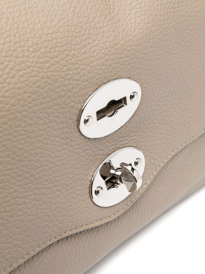 Zanellato Postina Daily Small Pebbled-Leather Handbag Grey