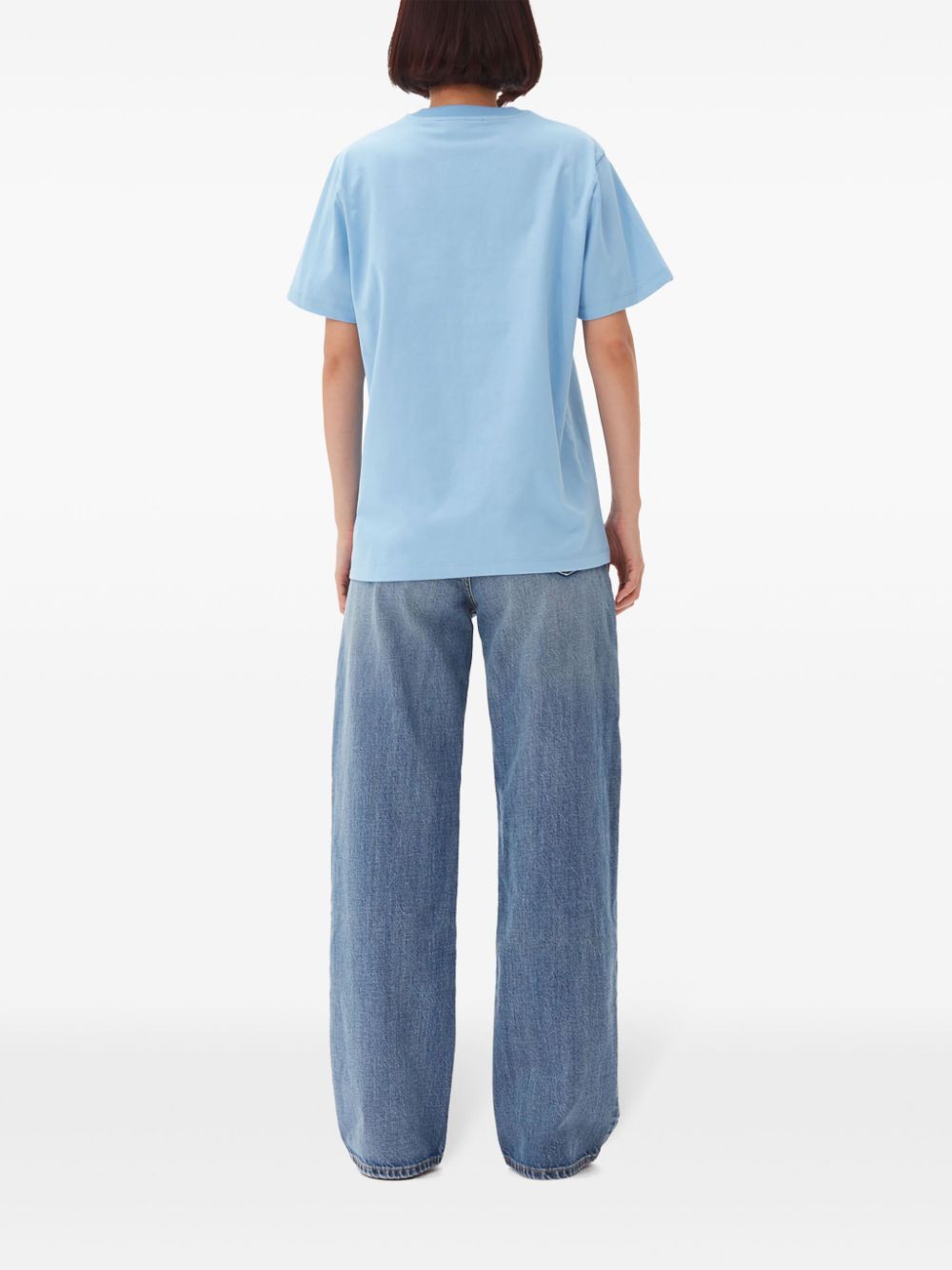 Ganni Tiger Organic Cotton T-Shirt Clear Blue