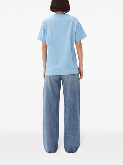 Ganni Tiger Organic Cotton T-Shirt Clear Blue