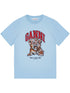Ganni Tiger Organic Cotton T-Shirt Clear Blue