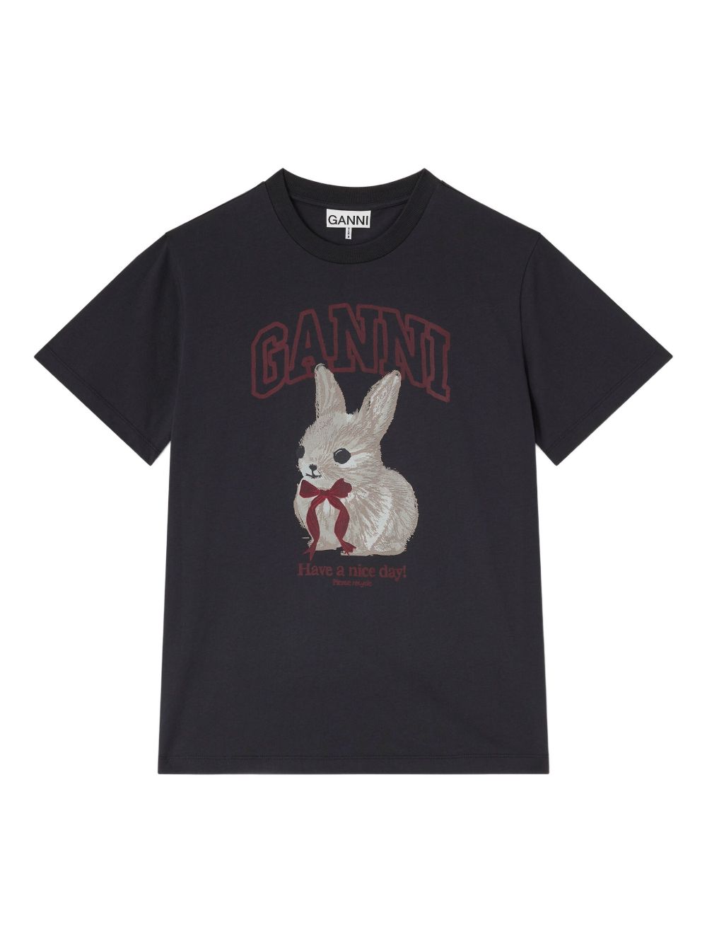 Ganni Rabbit Cotton T-Shirt Black