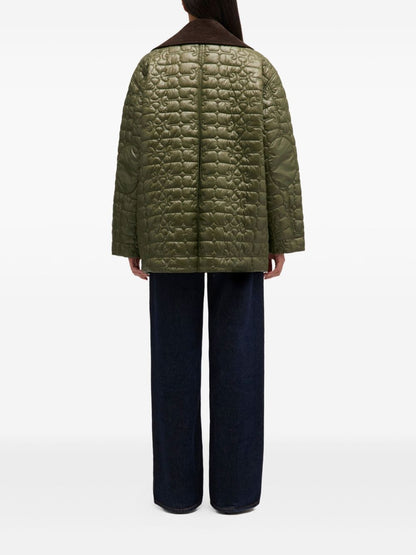 Ganni Quilted Corduroy Collar Jacket Green