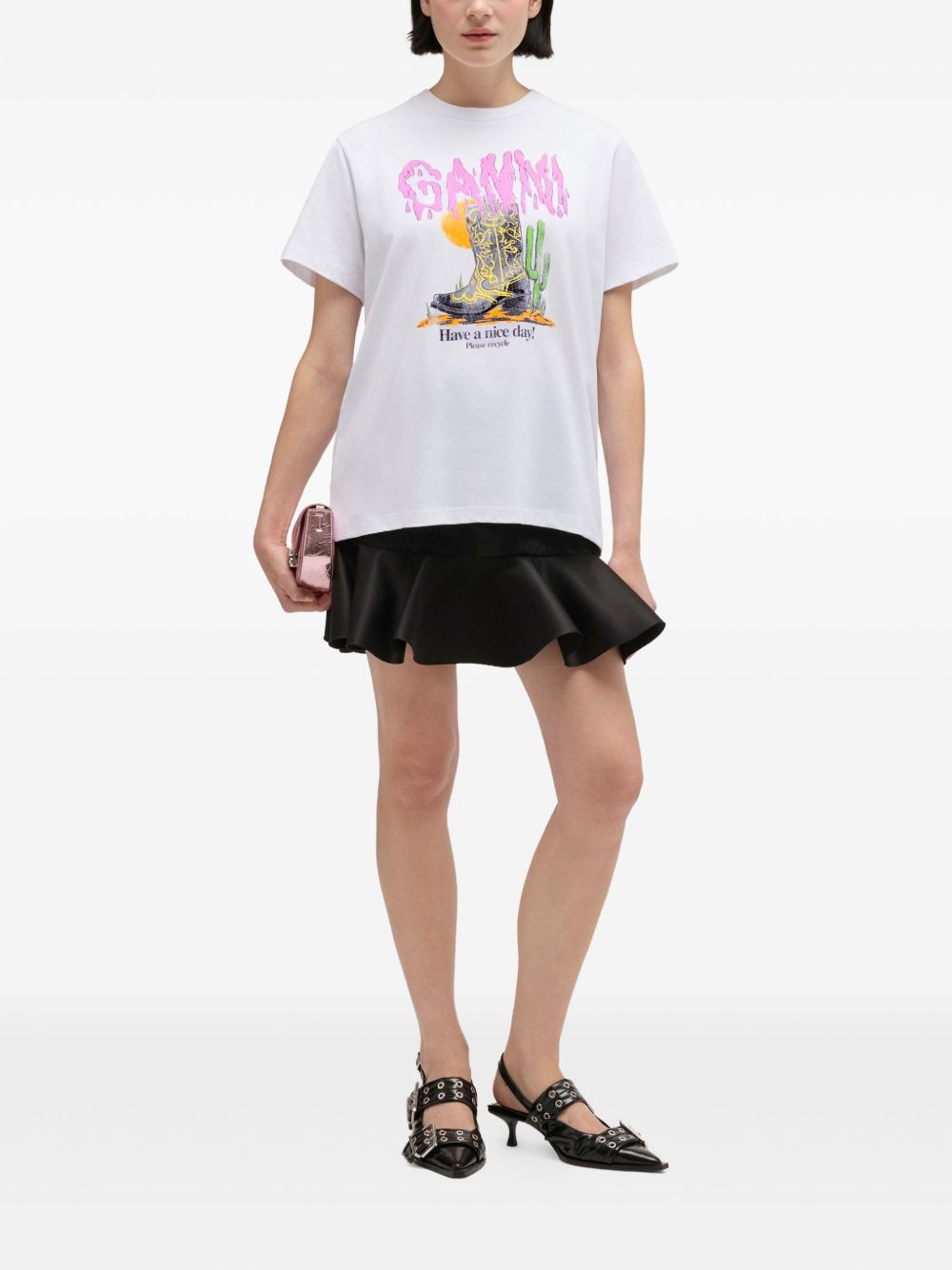 Ganni Graphic Organic Cotton T-shirt White
