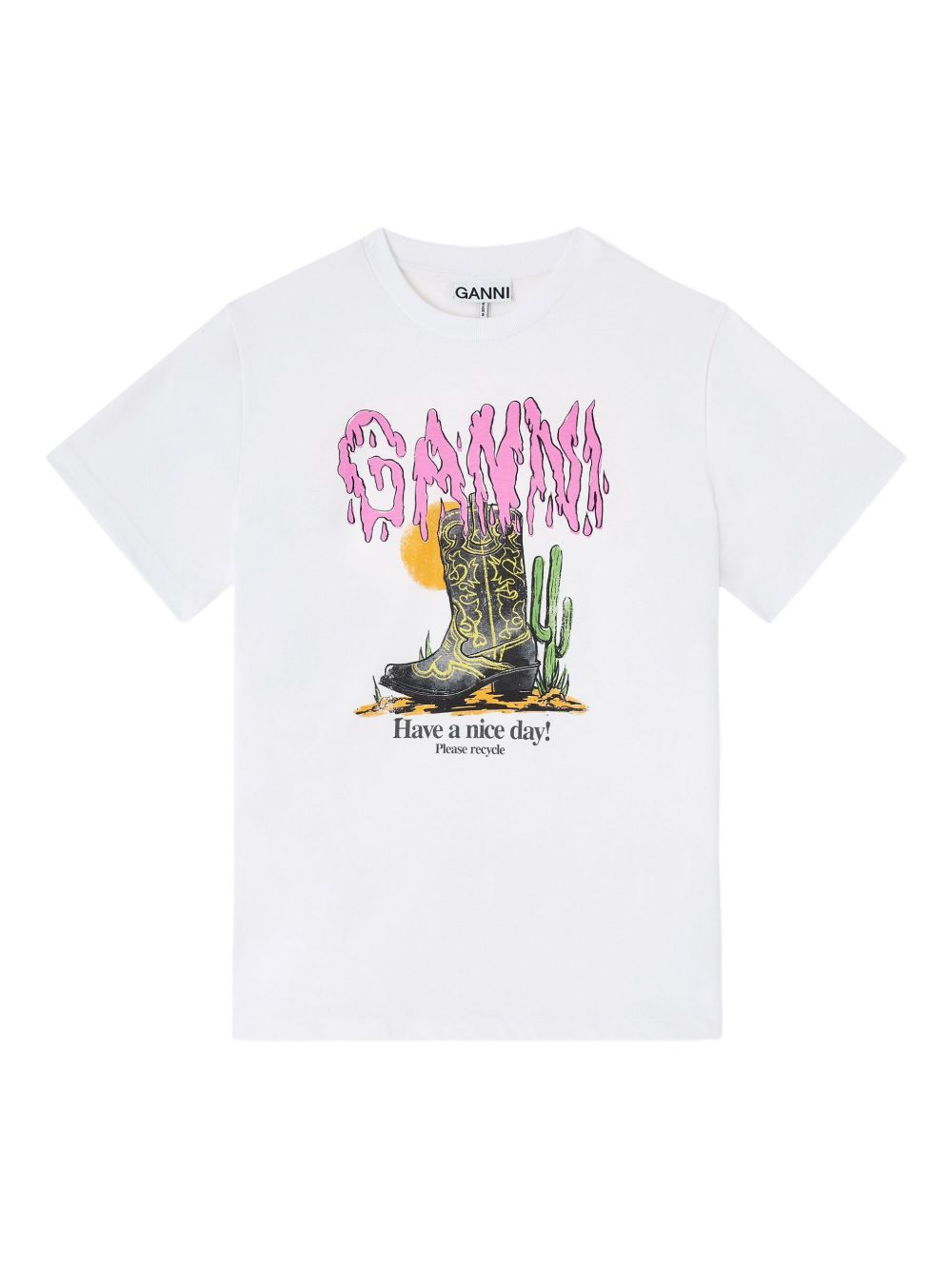 Ganni Graphic Organic Cotton T-shirt White