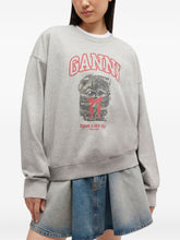 Ganni Margot Kitty Organic Cotton Graphic Sweatshirt Grey