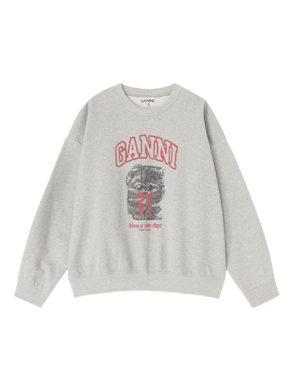 Ganni Margot Kitty Organic Cotton Graphic Sweatshirt Grey