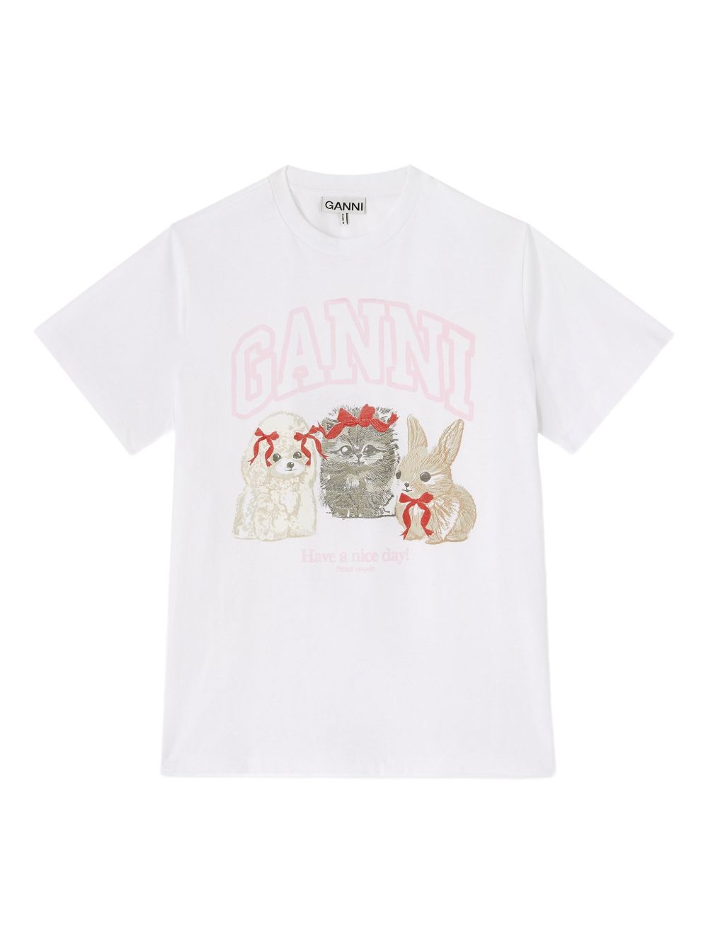 Ganni Graphic Cotton T-Shirt White White