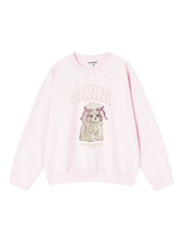 Ganni Graphic-Print Organic Cotton Sweater Pink