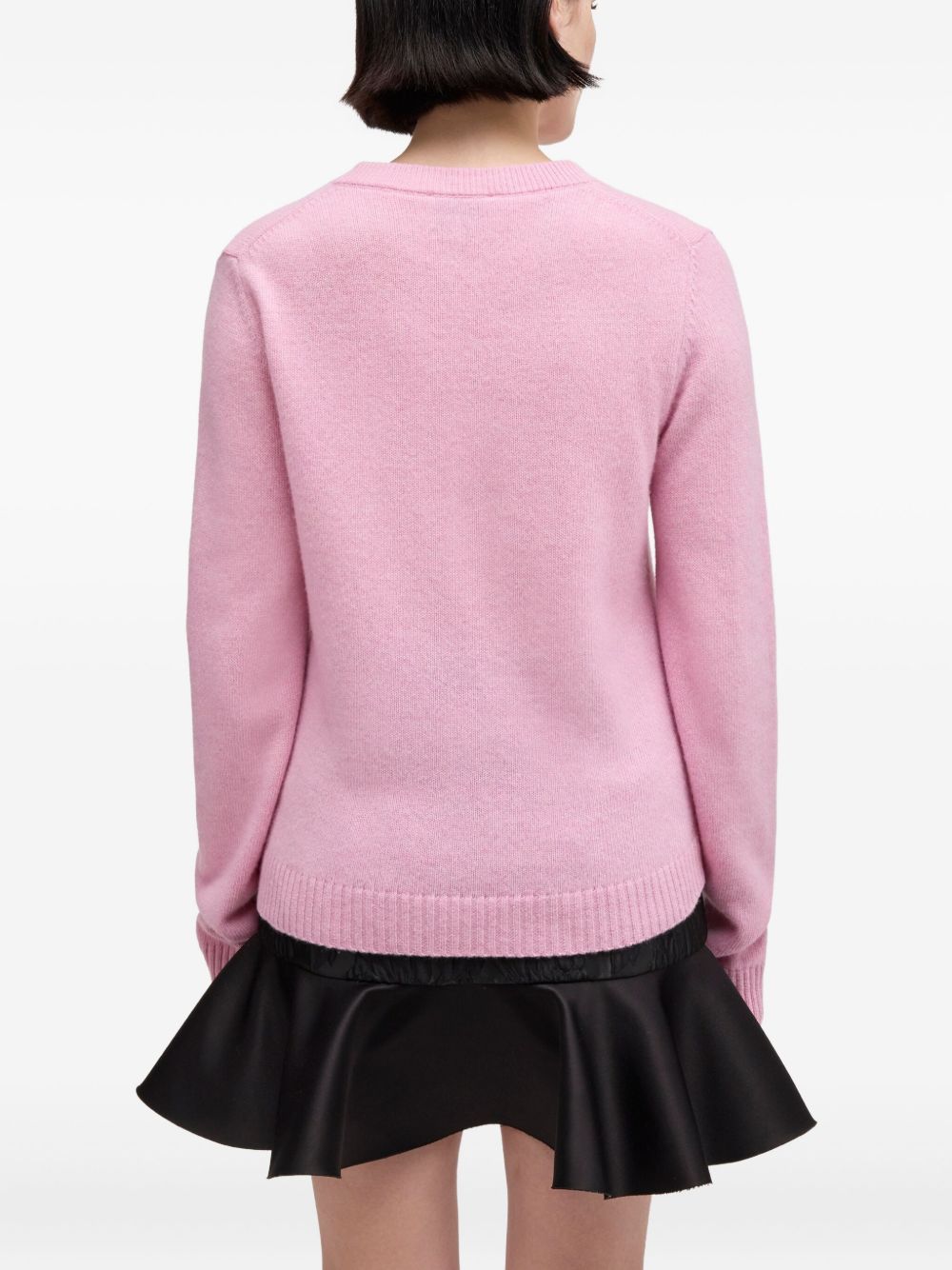 Ganni Light Pink Graphic Wool Crewneck Sweater Pink