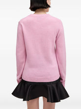Ganni Light Pink Graphic Wool Crewneck Sweater Pink