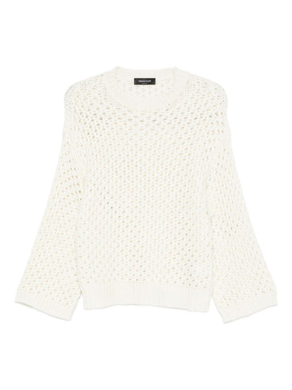 Fabiana Filippi Open-Knit Merino Wool-Blend Sweater Beige Beige