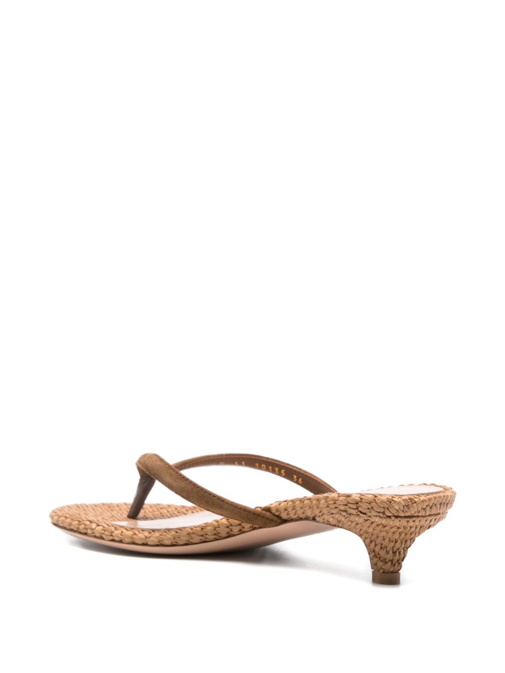 Gianvito Rossi Woven Calf Leather Thong Heeled Sandals Brown