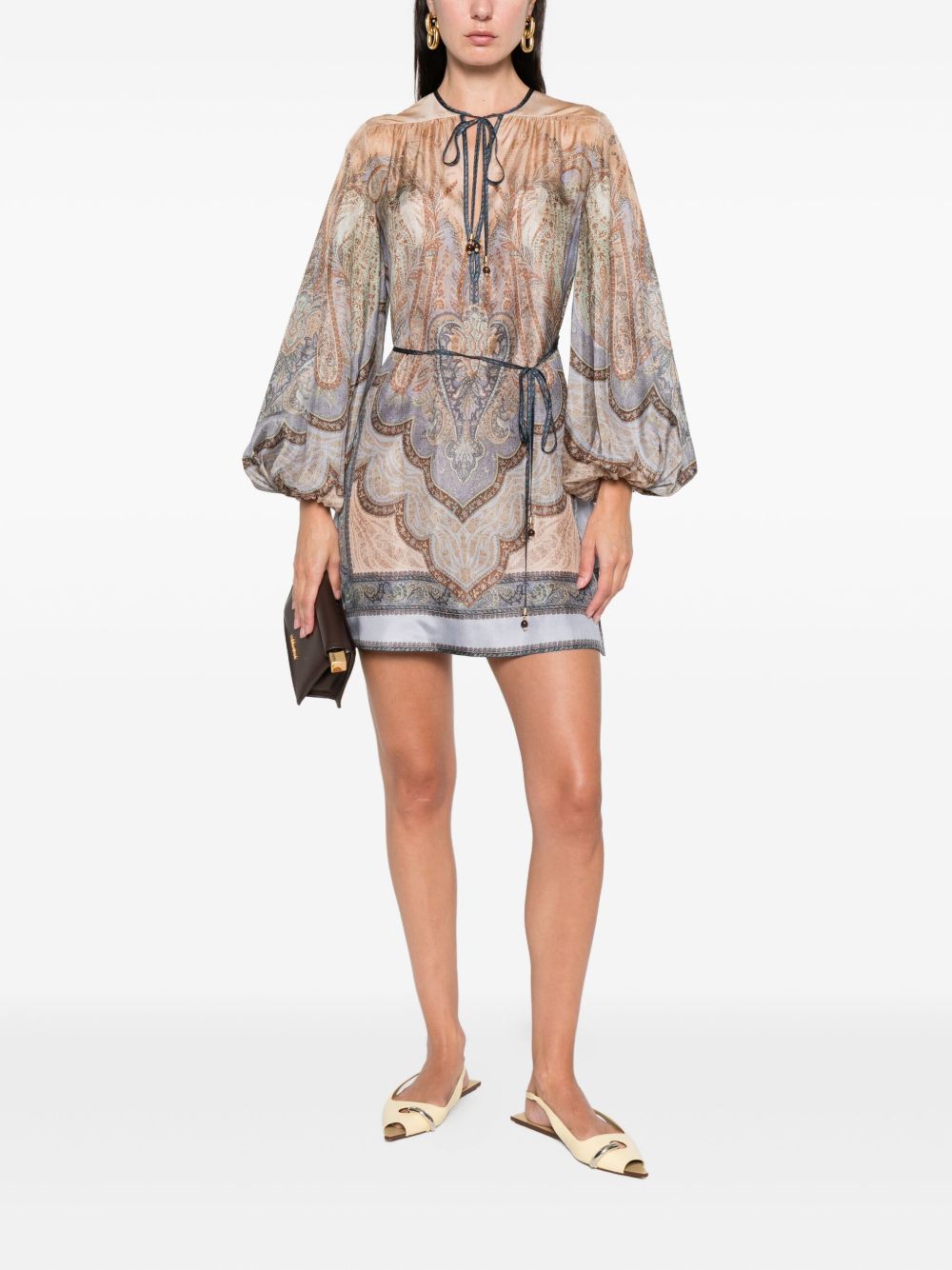 Zimmermann Wanderlust Paisley Silk Tunic Dress Blue Blue