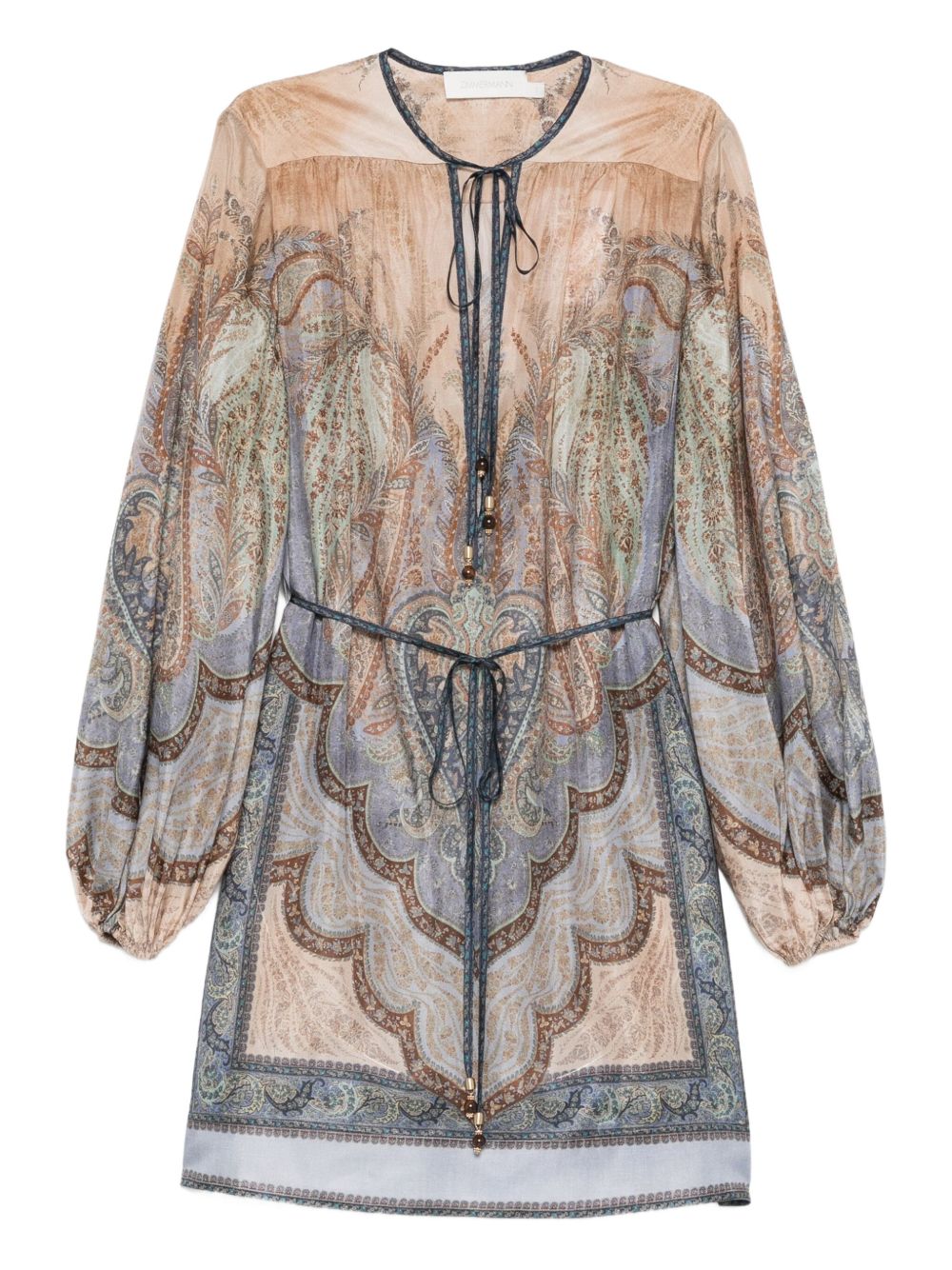 Zimmermann Wanderlust Paisley Silk Tunic Dress Blue Blue