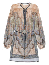 Zimmermann Wanderlust Paisley Silk Tunic Dress Blue Blue