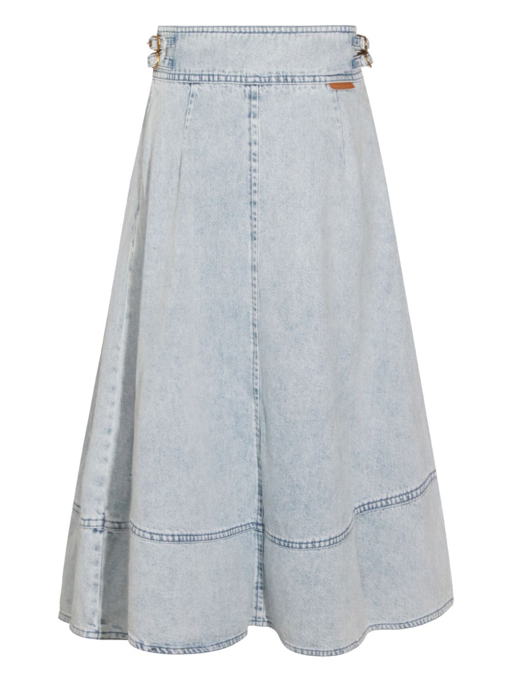 Zimmermann Pleated Panelled Denim Maxi Skirt Clear Blue