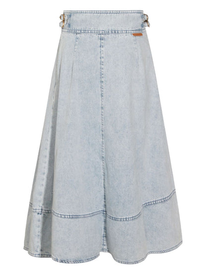 Zimmermann Pleated Panelled Denim Maxi Skirt Clear Blue