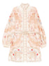 Zimmermann Daylight Floral Linen Mini Dress Beige