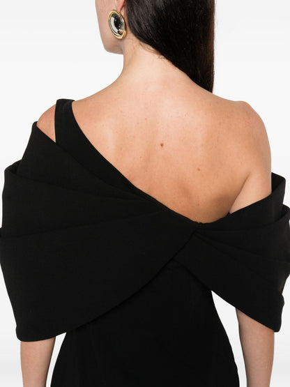 Solace London One-Shoulder Draped Mini Dress Black black