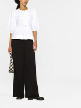 Ganni Organic Cotton Peplum Poplin Tie-Front Blouse White