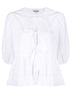 Ganni Organic Cotton Peplum Poplin Tie-Front Blouse White