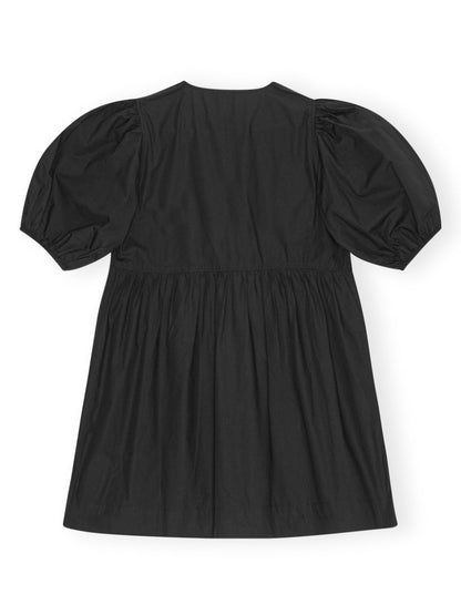 Ganni Poplin Organic Cotton Mini Dress Black
