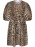 Ganni Leopard Organic Cotton Mini Dress Brown