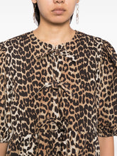 Ganni Leopard Organic Cotton Mini Dress Brown