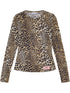 Ganni Leopard Print Crew Neck Top Brown